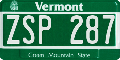 VT license plate ZSP287