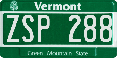VT license plate ZSP288