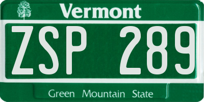 VT license plate ZSP289