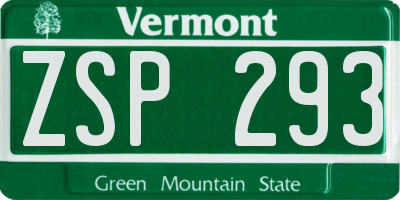 VT license plate ZSP293