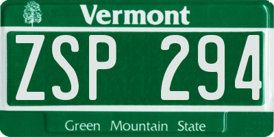 VT license plate ZSP294
