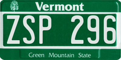 VT license plate ZSP296