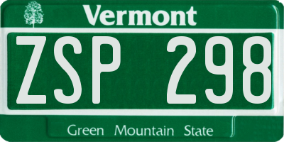 VT license plate ZSP298