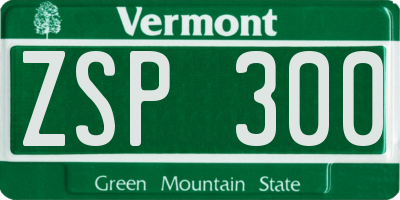VT license plate ZSP300
