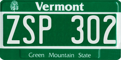 VT license plate ZSP302