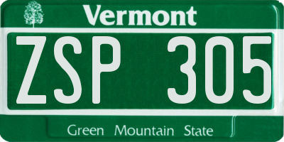 VT license plate ZSP305