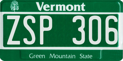 VT license plate ZSP306
