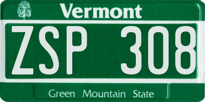 VT license plate ZSP308