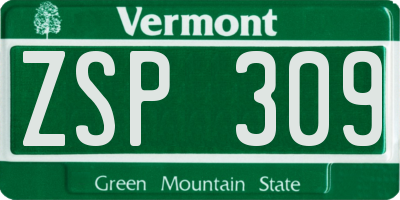 VT license plate ZSP309