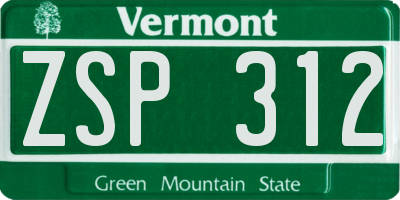 VT license plate ZSP312