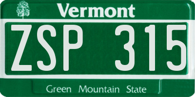 VT license plate ZSP315