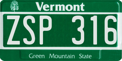 VT license plate ZSP316