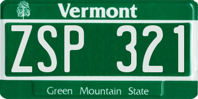 VT license plate ZSP321