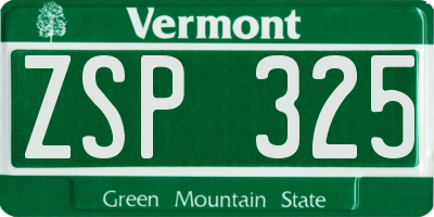VT license plate ZSP325