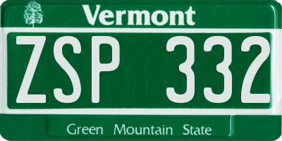 VT license plate ZSP332