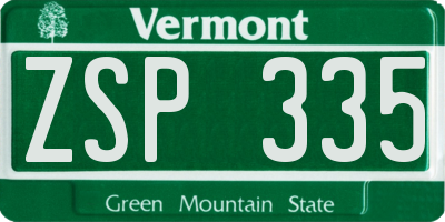 VT license plate ZSP335