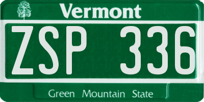 VT license plate ZSP336