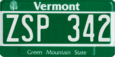 VT license plate ZSP342