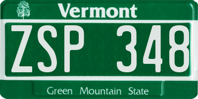 VT license plate ZSP348