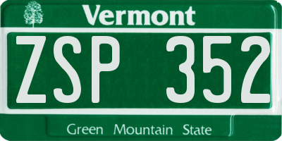 VT license plate ZSP352