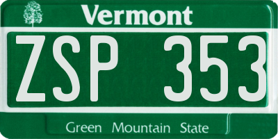 VT license plate ZSP353