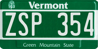 VT license plate ZSP354