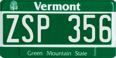 VT license plate ZSP356