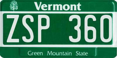 VT license plate ZSP360