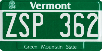 VT license plate ZSP362