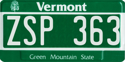 VT license plate ZSP363