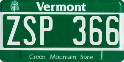 VT license plate ZSP366