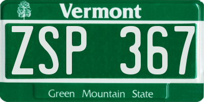 VT license plate ZSP367