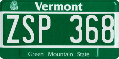 VT license plate ZSP368