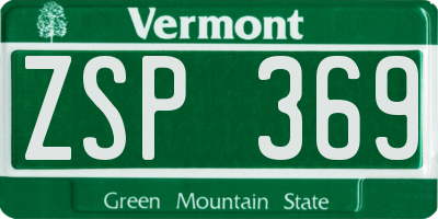 VT license plate ZSP369