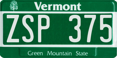 VT license plate ZSP375
