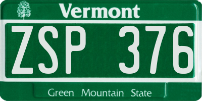VT license plate ZSP376
