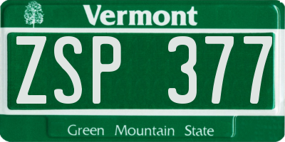 VT license plate ZSP377
