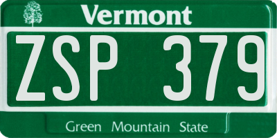 VT license plate ZSP379
