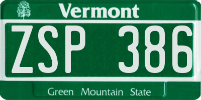 VT license plate ZSP386