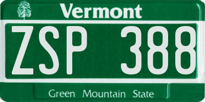 VT license plate ZSP388