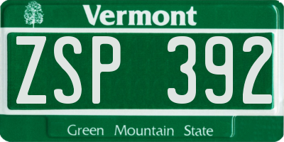 VT license plate ZSP392