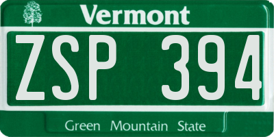 VT license plate ZSP394