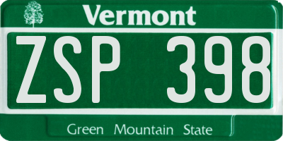 VT license plate ZSP398