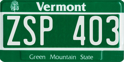 VT license plate ZSP403