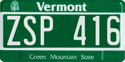 VT license plate ZSP416