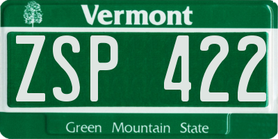 VT license plate ZSP422
