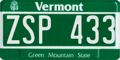 VT license plate ZSP433
