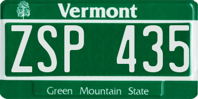 VT license plate ZSP435