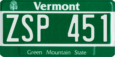 VT license plate ZSP451