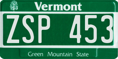 VT license plate ZSP453